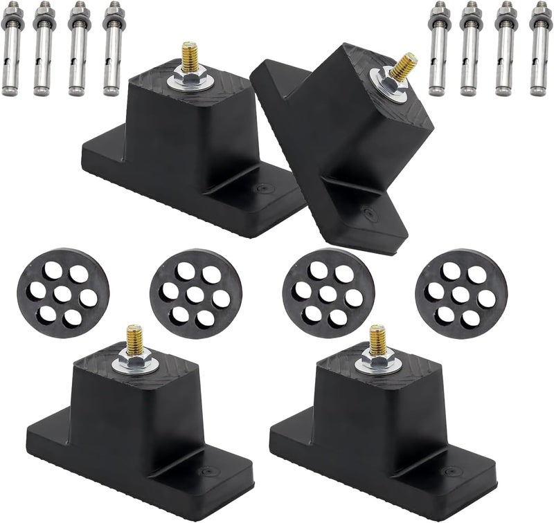 GnDaYoug 4 Pack Heavy Duty Anti Vibration Pads for Mini Split Air Conditioner , Rubber Vibration Isolator Mounting Brackets with Expansion Screws and Shock Absorbing Pads, Fits HVAC, Central AC Air Compressor - Image 1